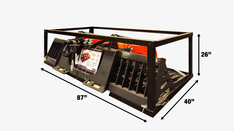 84" Skid Steer Skeleton Grapple Attachment, Universal Mount, 34" Arm Opening, 3" Tine Spacing, 2600 lb Weight Capacity, TMG-SG85