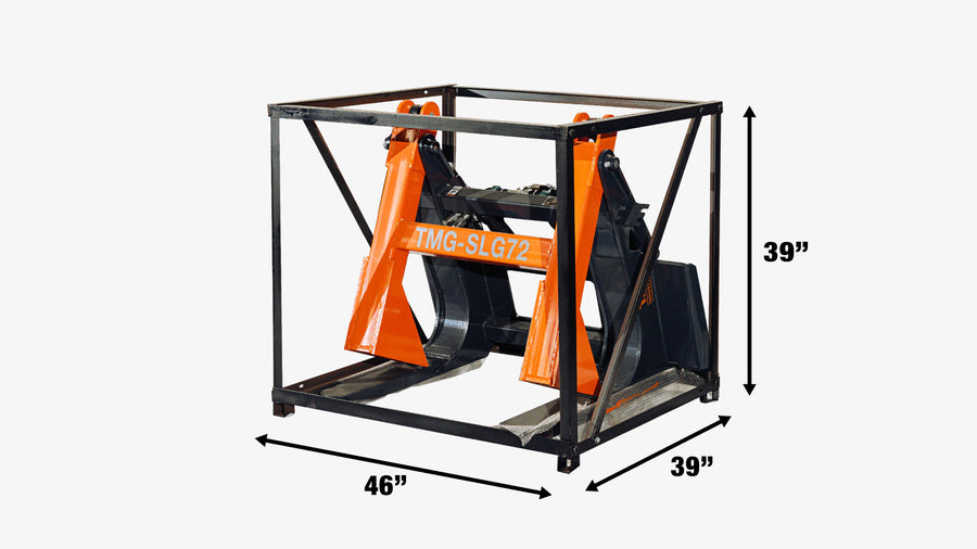 46" Skid Steer Log Grapple Attachment, 36" Claw Opening, 6400 lb Grap Capacity, TMG-SLG72