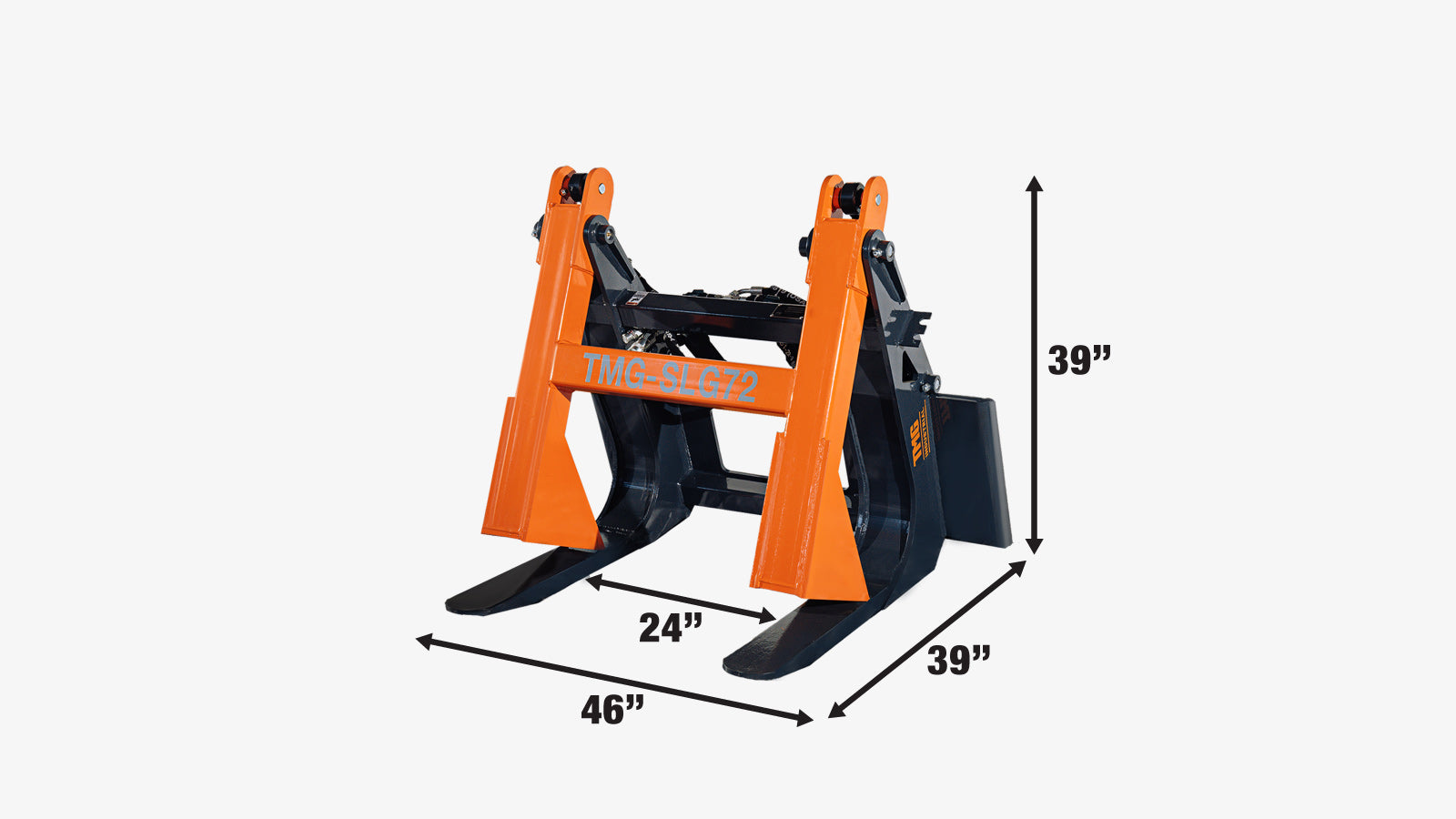 TMG Industrial 46” Skid Steer Log Grapple Attachment, 36” Claw Opening, 6400 lb Grap Capacity, TMG-SLG72-specifications-image