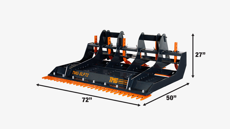 TMG Industrial 72" Skid Steer Land Rabot, dents de ripper réglables, peigne de rabot réversible, nivellement, épandage et nivellement, TMG-SLP72