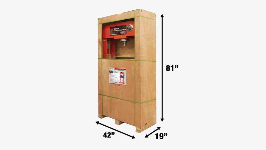 75 Ton Capacity Hydraulic Shop Press, Heavy Duty Pressing, Fully Welded H-Frame, Air & Manual Dual Operation, TMG-SP75