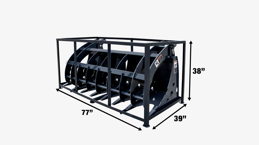 72" Skid Steer Root Rake Clamshell Grapple, Universal Mount, 54" Jaw Opening, 3000 lb Weight Capacity, TMG-SRR75