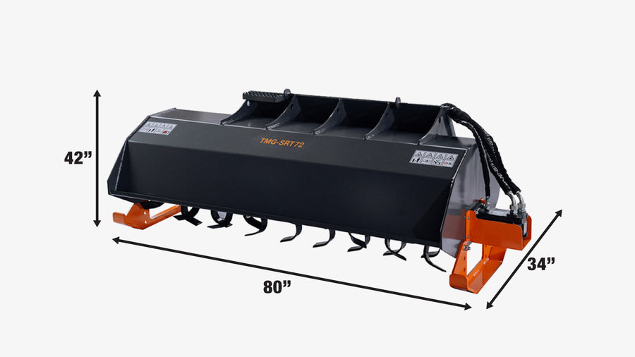 TMG Industrial 72" Skid Steer Rotary Till, Bi-Directional, 6" Tilling Depth, Universal Skid Mount, TMG-SRT72