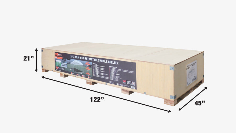 20' x 30' Retractable Shelter Mobile Tent Canopy, 9'10" Clearance, 6" Nylon Caster, 17 oz PVC Cover, TMG-STM2030
