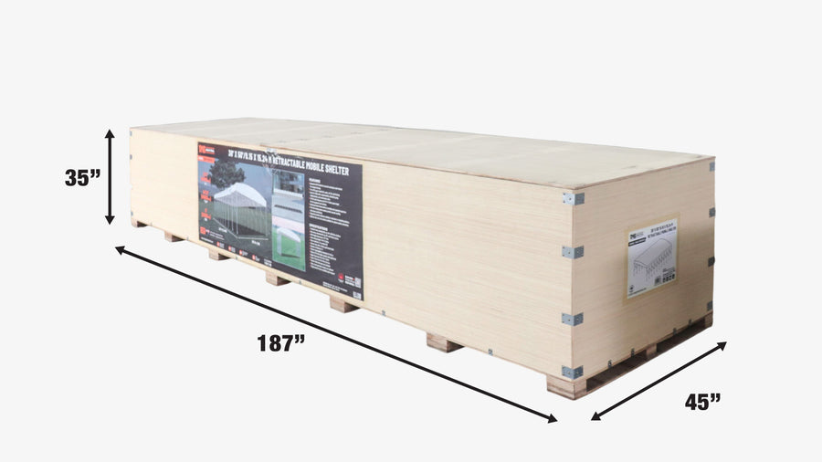 30' x 50' Retractable Shelter Mobile Tent Canopy, 13' Clearance, 6" Nylon Casters, 17 oz PVC Cover, TMG-STM3050