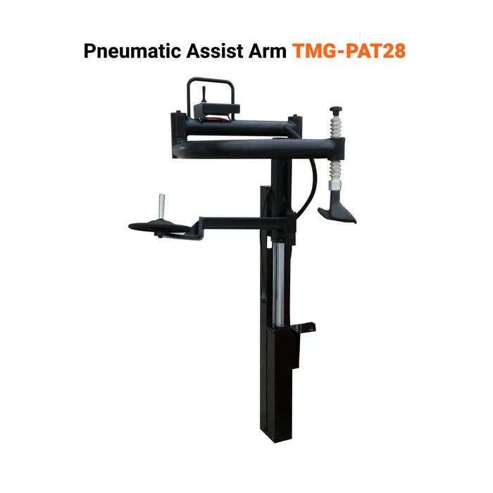 TMG-TC28A tire changer, pneumatic assist arm, 14"-28" rim clamping
