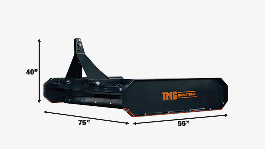 72" Tractor Land Leveler, 3-Point Hitch, 70" Grading Width, Double Edge Blades, Category 1 & 2 TMG-TLL72