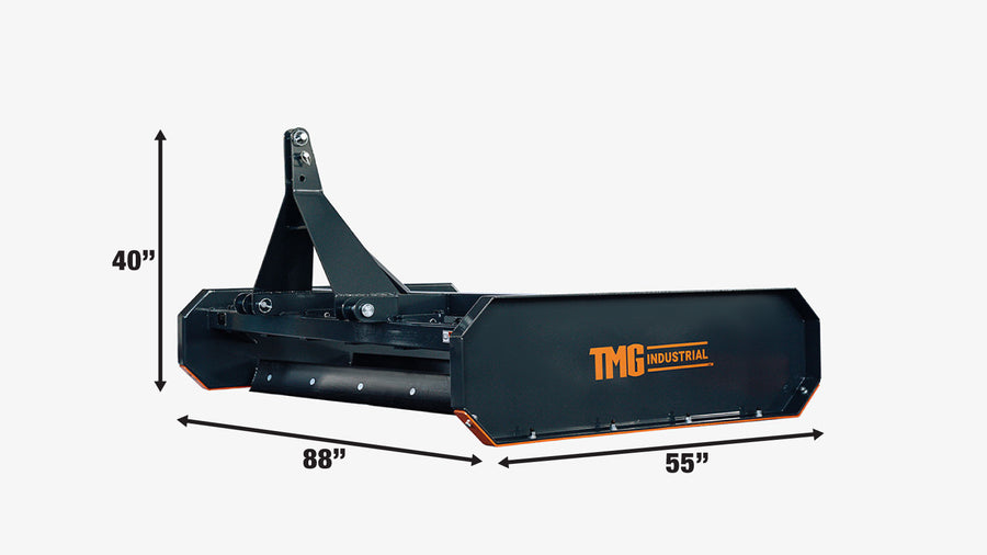 84" Tractor Land Leveler, 3-Point Hitch, 81" Grading Width, Double Edge Blades, Category 1 & 2, TMG-TLL84