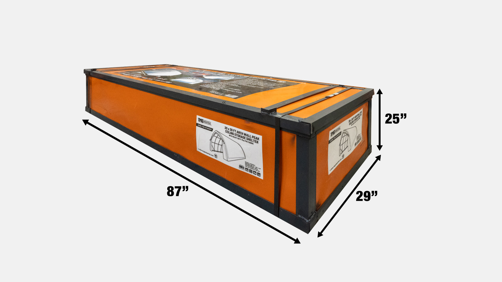 TMG Industrial 20' x 30' Arch Wall Peak Ceiling Storage Shelter with Heavy Duty 17 oz PVC Cover & Drive Through Doors, TMG-ST2031PV(Previously ST2030PV)-shipping-info-image