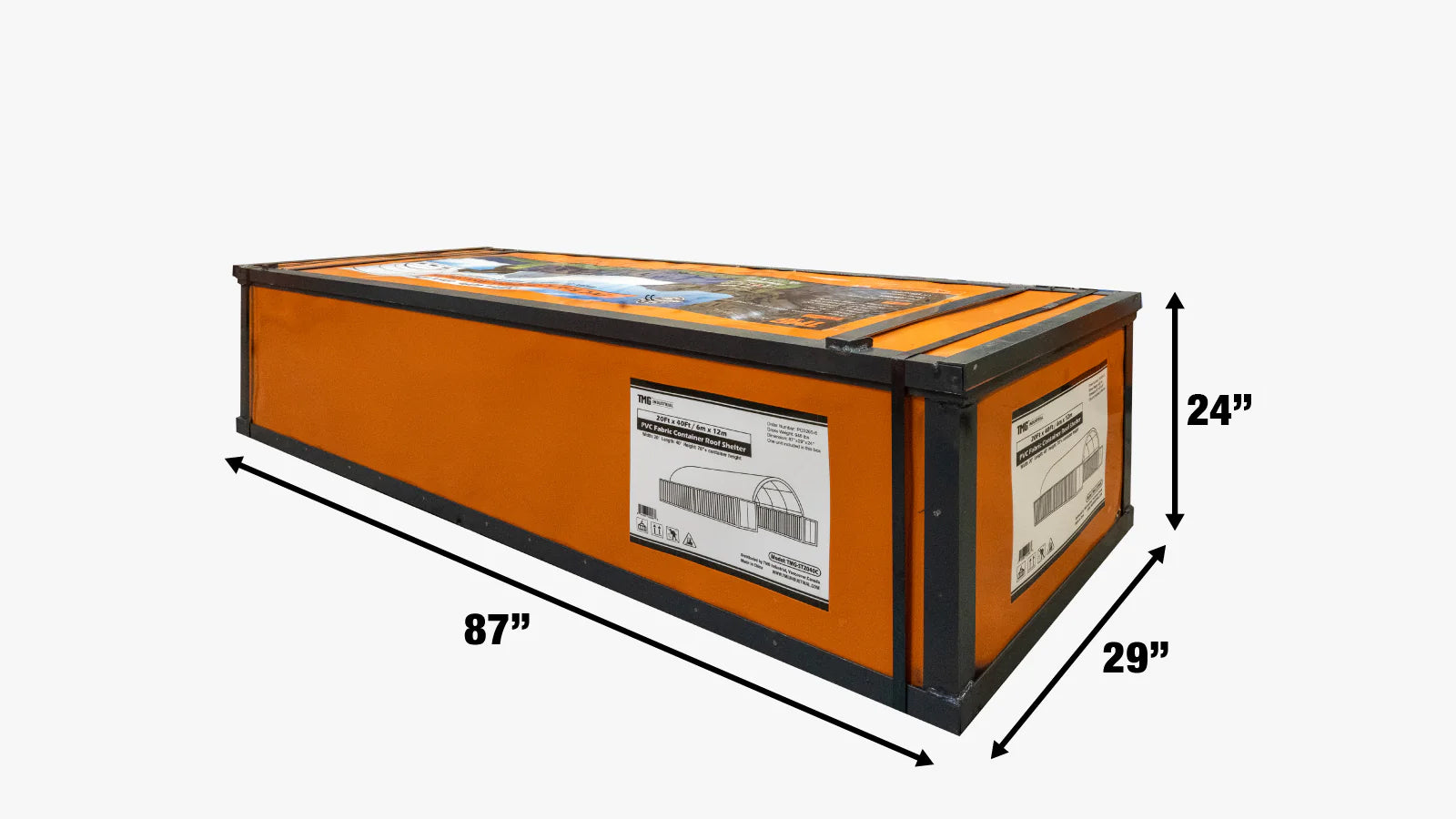 TMG Industrial 20' x 40' Abri de conteneur en tissu PVC, ignifuge, résistant à l'eau, protégé contre les UV, TMG-ST2041CV (anciennement ST2040C)-shipping-info-image