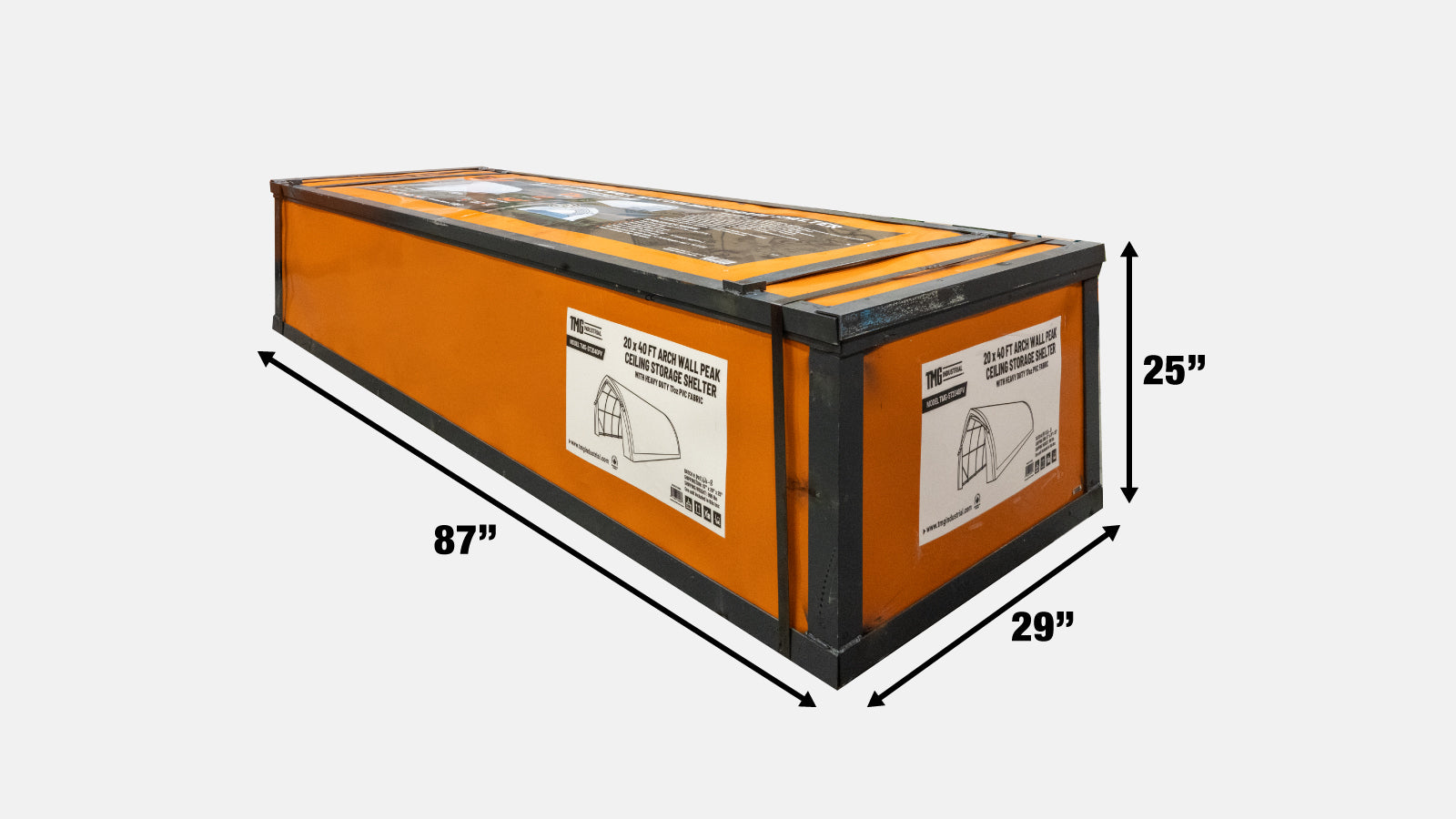 TMG Industrial 20' x 40' Arch Wall Peak Ceiling Storage Shelter with Heavy Duty 17 oz PVC Cover & Drive Through Doors, TMG-ST2041PV(Previously(ST2040PV)-shipping-info-image