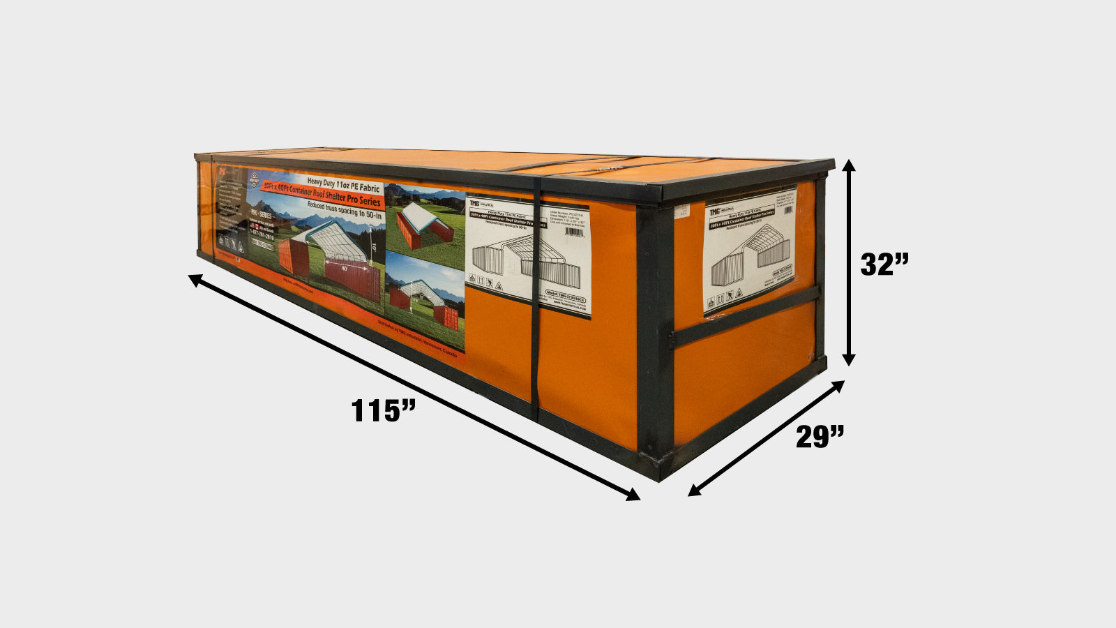 TMG Industrial 30' x 40' PE Fabric Pro Series Container Peak Roof Shelter, Fire Retardant, Water Resistant, UV Protected, TMG-ST3041CE(Previously TMG-ST3040CE)-shipping-info-image