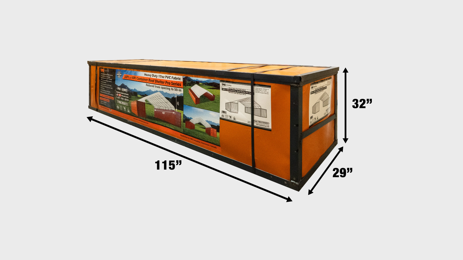 TMG Industrial 30' x 40' PVC Fabric Container Peak Roof Shelter Pro Series, Fire Retardant, Water Resistant, UV Protected, TMG-ST3041CV (Previously ST3040CV)-shipping-info-image
