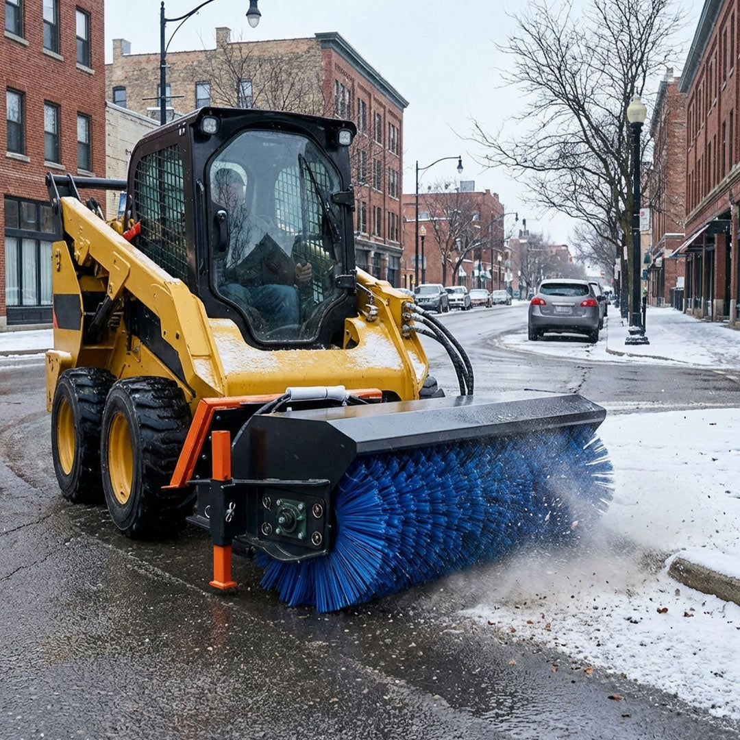 TMG 72” Skid Steer Rotary Broom – Bi-Directional, 27” Diameter Brush