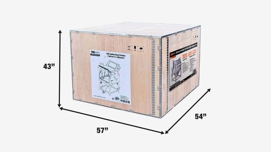 320 Gallon/1200L Commercial Cabinet Sandblaster, Dual Station Back to Back, Vacuum System, Oversized Window TMG-ABC120