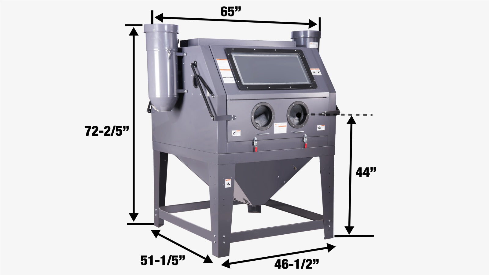 320 Gallon/1200L Commercial Cabinet Sandblaster, Dual Station Back to Back, Vacuum System, Oversized Window TMG-ABC120-specifications-image