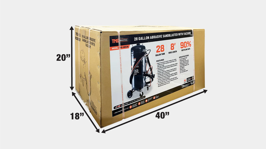 28 Gallon Abrasive Sandblaster, Built-in 1200W Vacuum System, 115 PSI, 90 CFM TMG-ABC28