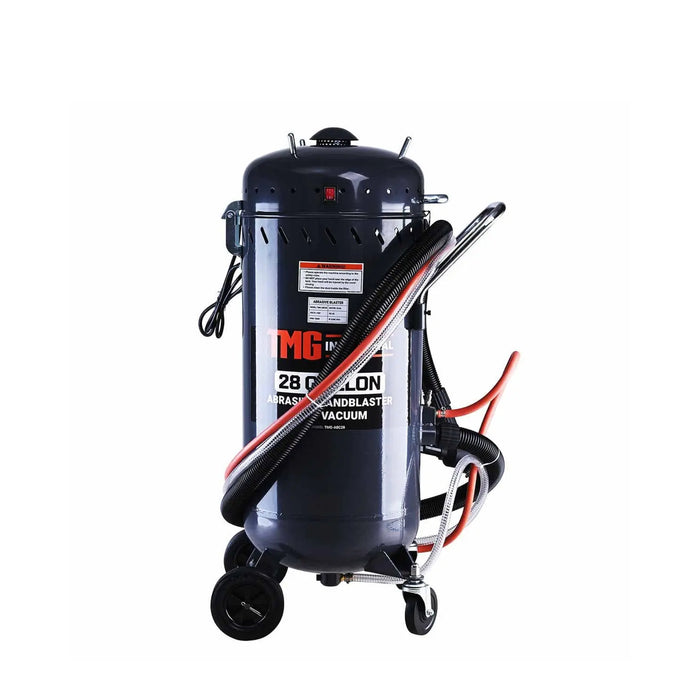 28 Gallon Abrasive Sandblaster, Built-in 1200W Vacuum System, 115 PSI, 90 CFM TMG-ABC28