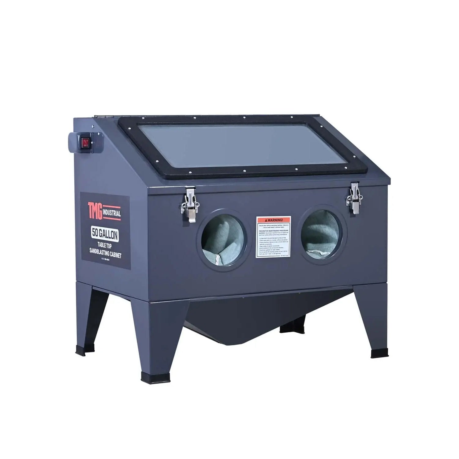 50 Gallon/190L Top-Open Bench Top Abrasive Sandblaster w/View Window, 115 PSI, 15 CFM, TMG-ABC50
