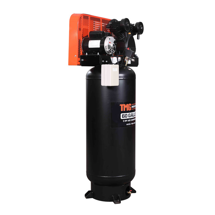 TMG Industrial 60 Gallon 5 HP Stationary Electric Air Compressor, 5 Min Fill Time, 230V Induction Motor, Vertical Tank, TMG-ACE65
