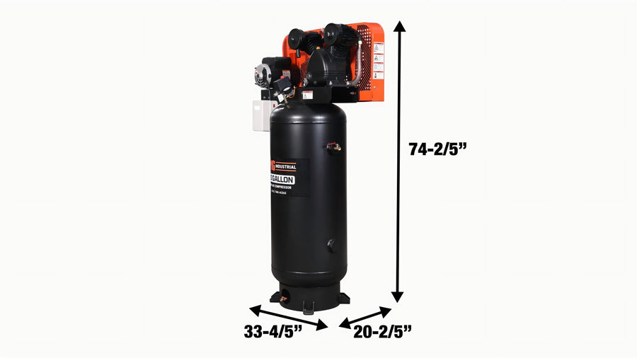 60 Gallon 5 HP Stationary Electric Air Compressor, 5 Min Fill Time, 230V Induction Motor, Single Stage, TMG-ACE65