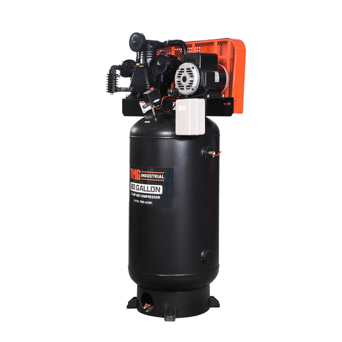 TMG Industrial 80 Gallon 7.5 HP Stationary Electric Air Compressor, 6 Min Fill Time, 230V Induction Motor, Vertical Tank, TMG-ACE85