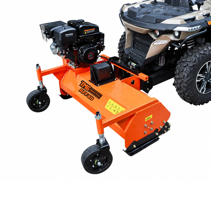 40-inch ATV/UTV front-mount flail mower with 10 HP gas engine, 40 Y blades and universal mount plate