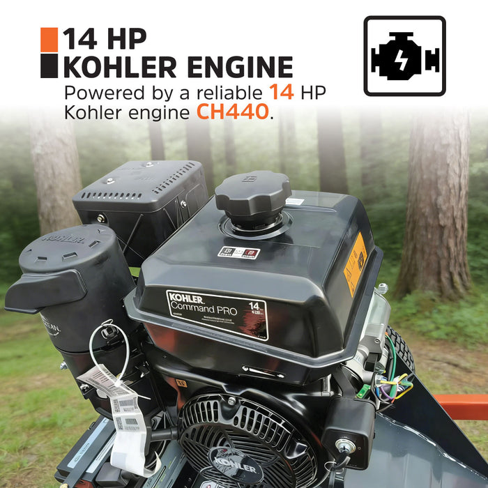 48" ATV Flail Mower Slasher with 14 HP Kohler Engine and Tow-Behind Side Shift, TMG-AFM48K