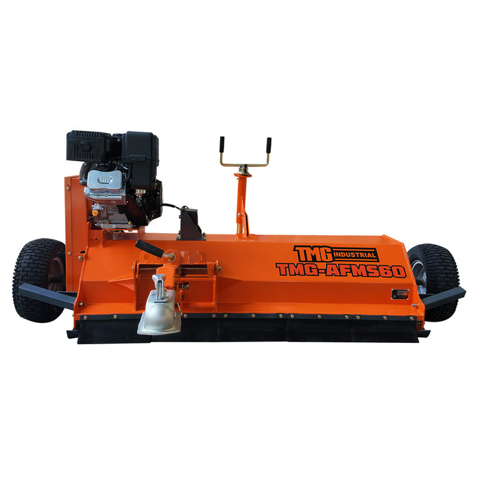59" ATV/UTV Tow Behind Flail Mower, 15HP Gas Engine, 60 Y-Blade Cutting, 2" Ball Hitch, TMG-AFMS60