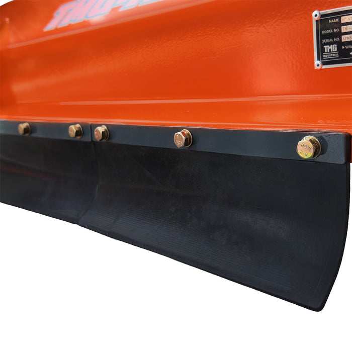 Close-up rubber rear flap and mounting bolts on ATV/UTV Tow Behind Flail Mower.