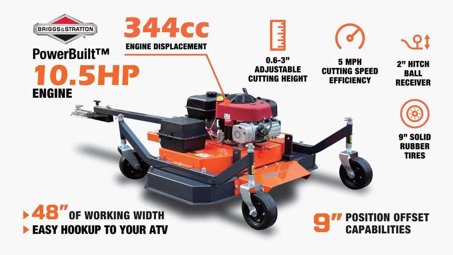 Tondeuse de finition remorquée TMG Industrial 48'' ATV, moteur Briggs & Stratton PowerBuilt™ 10,5 HP, TMG-AFN48