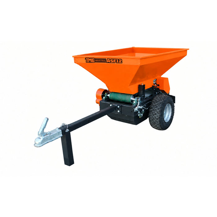 11.5 cu-ft ATV/UTV fertilizer spreader with 6.5 HP gas engine, 11.5-foot spread width and 2-inch ball hitch
