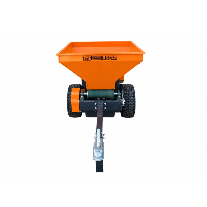 Épandeur remorquable de 11,5 pi³ pour VTT et côte à côte, moteur à essence 6,5 HP, largeur d'épandage de 11,5 pi, attelage à boule de 2", TMG-AFS12