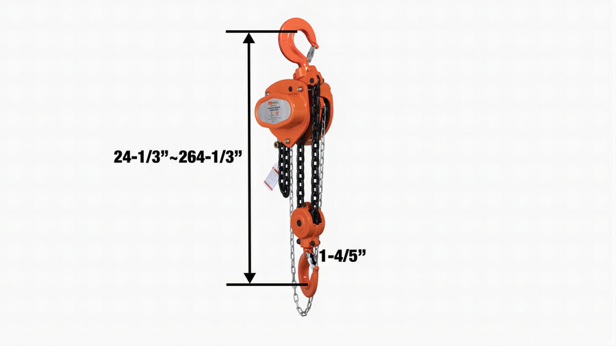 5 Ton 20' Lift Chain Hoist, 360° Swivel Hook, ASME B30.16, TMG-AHC5