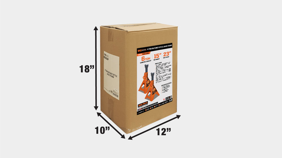 6 Ton Jack Stand, Ratchet Style, Large Saddle, Unified Frame Construction, Solid Steel Handle, 1 Pair, TMG-AJS06 (Discontinued – No Longer Available)