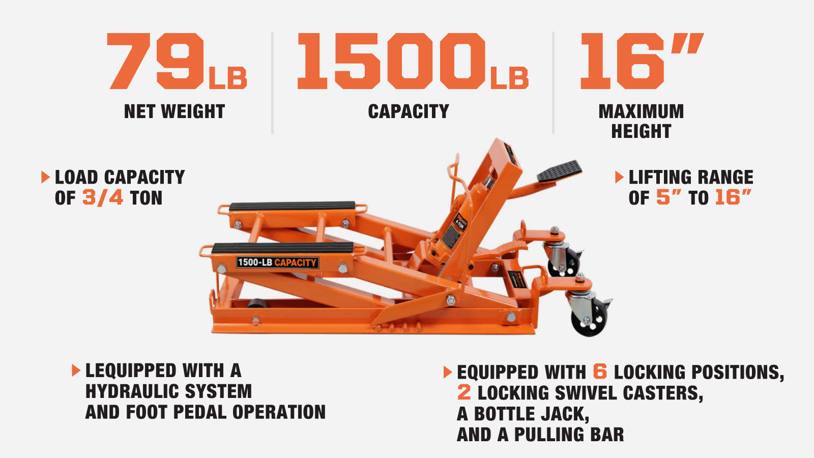 TMG Industrial 1500-lb Moto ATV Jack Lift, 5