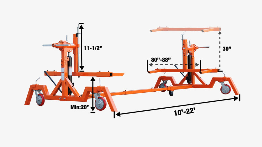 4000 LB Car Automotive Rotisserie, Dual Hydraulic Cylinders, 8" Locking Casters, 22' Working Length, TMG-ALR40