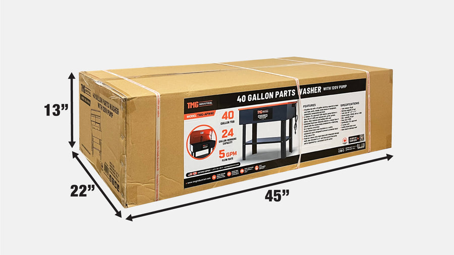 40 Gallon Parts Washer, 5' Power Cord, 120V Pump, 6 GPM Flow, TMG-APW40