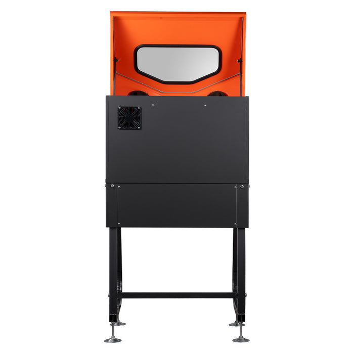 TMG-APW50H heated enclosed parts washer with open lid and rear ventilation fan