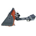 Side profile of the TMG-ATS60 snow bucket plow showing the bucket side panel, actuator and extended mounting frame.