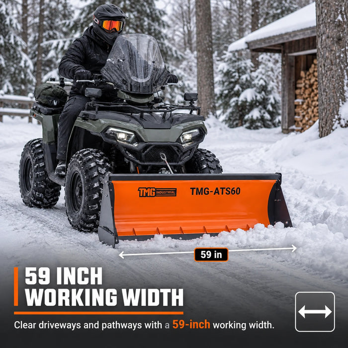 59" ATV/UTV 3-in-1 Snow Bucket Plow, Electric Actuator, Universal Mount Plate, TMG-ATS60