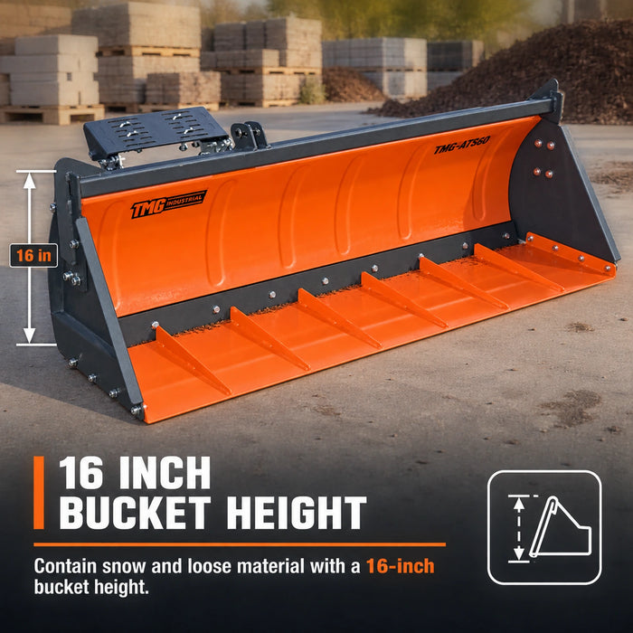 59" ATV/UTV 3-in-1 Snow Bucket Plow, Electric Actuator, Universal Mount Plate, TMG-ATS60
