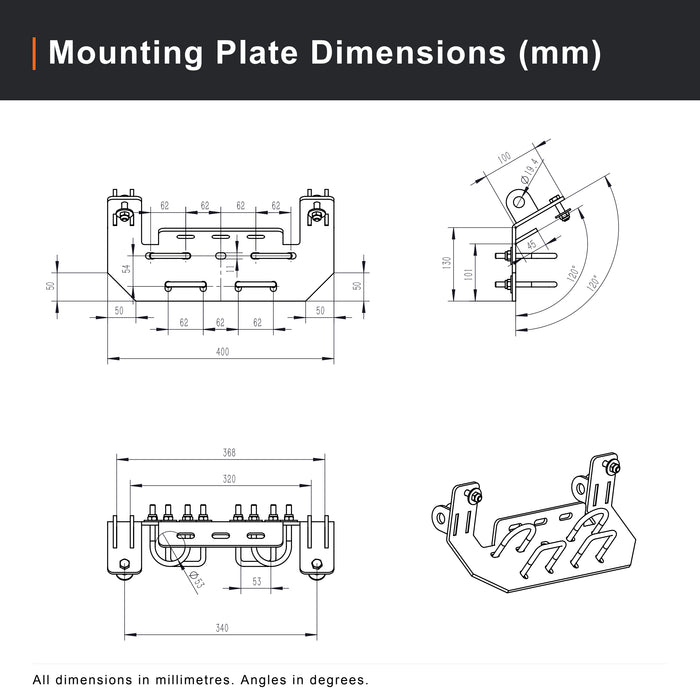 66" ATV/UTV Snow Blade, U-Profile, 19" Height, Bolt-on Cutting Edge, Universal Mount Plate, TMG-ATS66