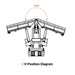 Top-view diagram of the TMG-ATS72 snow blade in the 210-degree V position.