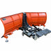 Close rear view of the TMG-ATS72 V-shape snow blade showing the wing actuators, control wiring, centre support and mounting plate.