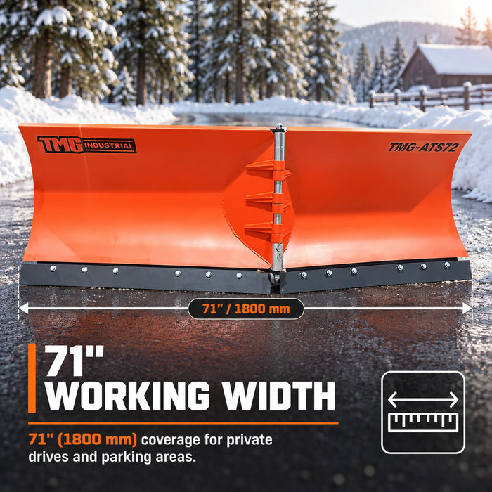 71" ATV/UTV V-Shape Snow Blade, 150° scoop / 210° V-blade, 20" Height, Universal Mount Plate, TMG-ATS72