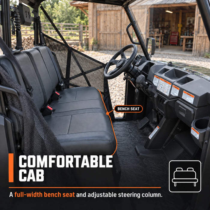 UTV/côte-à-côte de 352 cm³ avec 4x4 à la demande, banquette avec appuie-têtes, différentiel blocable, attelage de remorque et treuil de 3000 lb TMG-ATU455