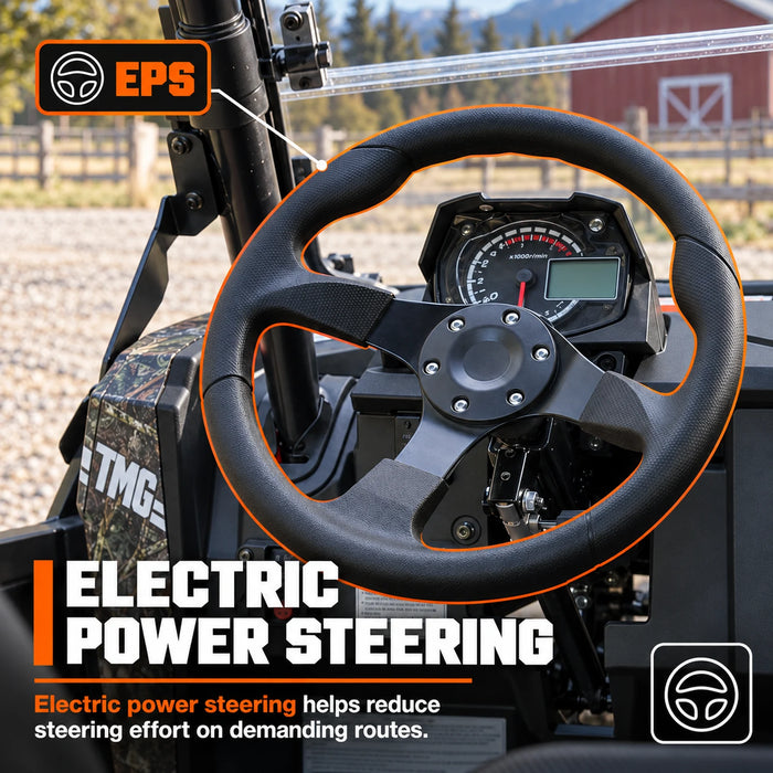 UTV / Côte à Côte de 585 cm³ avec 4x4 à la demande, EPS, transmission CVTech, 2 sièges avec appuie-tête, différentiels autobloquants et attelage de remorque TMG-ATU765