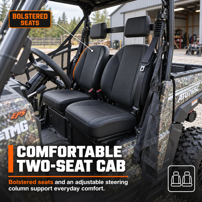 UTV / Côte à Côte de 585 cm³ avec 4x4 à la demande, EPS, transmission CVTech, 2 sièges avec appuie-tête, différentiels autobloquants et attelage de remorque TMG-ATU765
