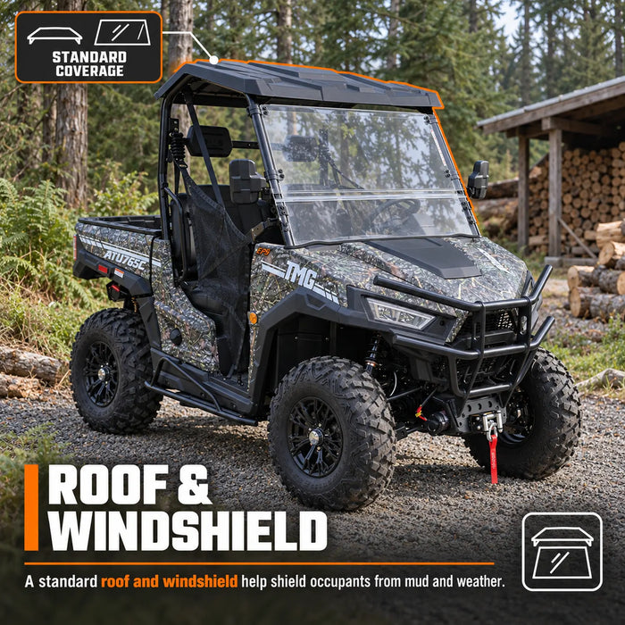 UTV / Côte à Côte de 585 cm³ avec 4x4 à la demande, EPS, transmission CVTech, 2 sièges avec appuie-tête, différentiels autobloquants et attelage de remorque TMG-ATU765